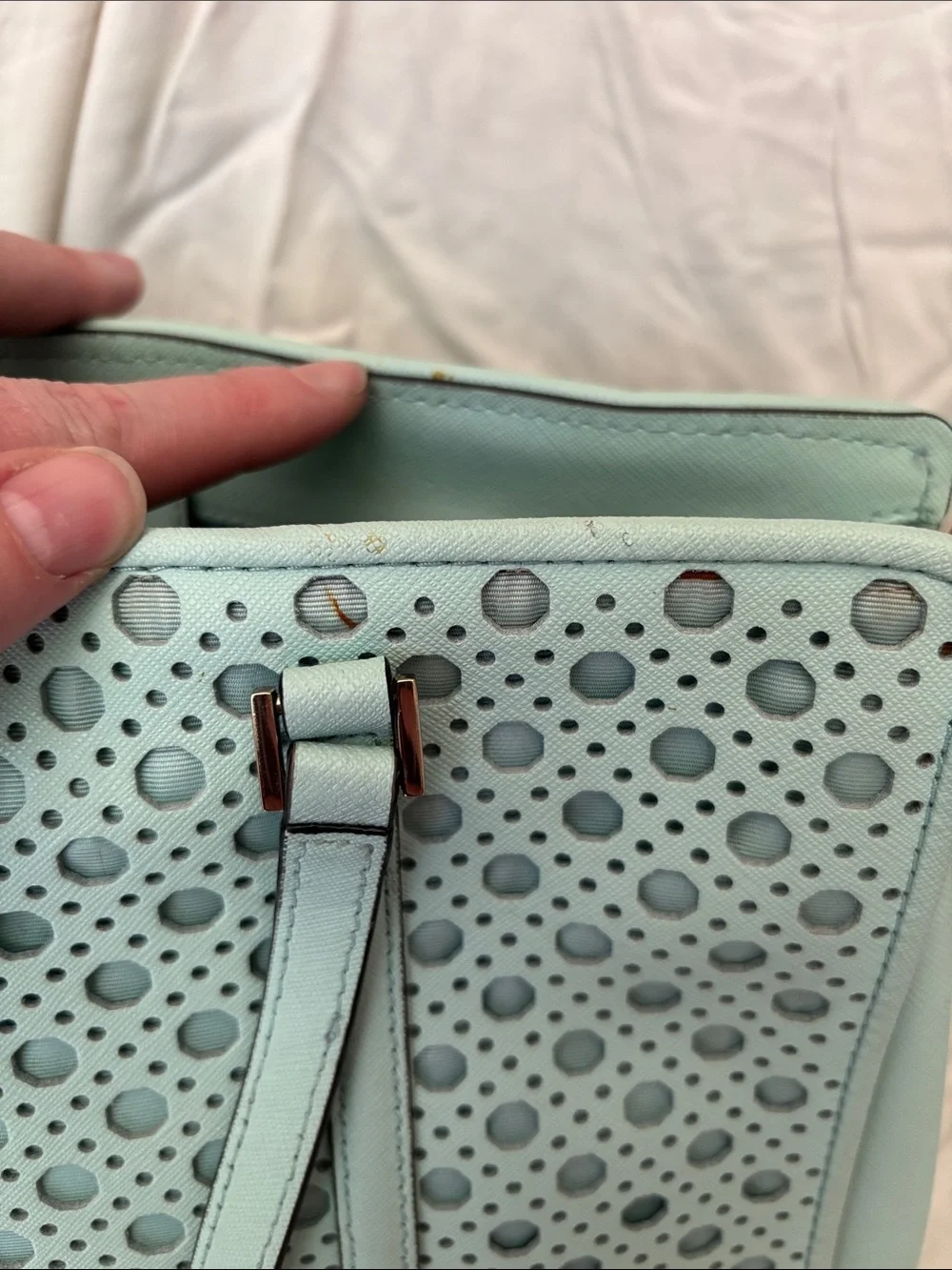 kate spade mint green laser-cut tote